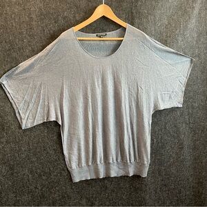 Eileen Fisher Light Gray Short Sleeve Top 100% Linen Size XL